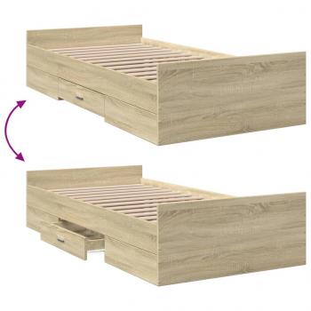 Bettgestell mit Schubladen Sonoma-Eiche 75x190 cm Holzwerkstoff