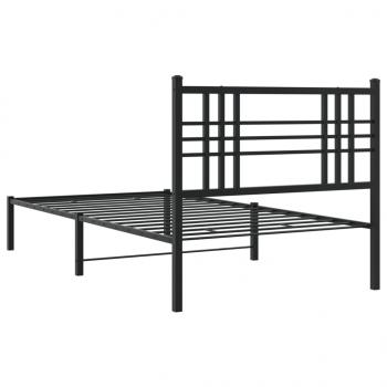 Bettgestell mit Kopfteil Metall Schwarz 100x200 cm