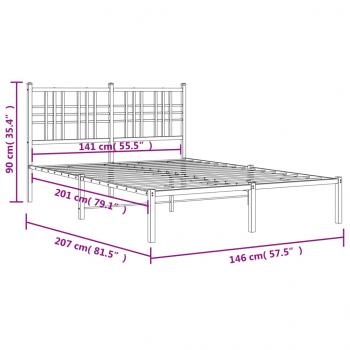 Bettgestell mit Kopfteil Metall Schwarz 140x200 cm