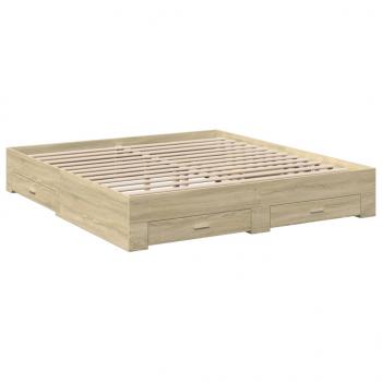 Bettgestell mit Schubladen Sonoma-Eiche 200x200cm Holzwerkstoff