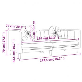 Sofa mit Kissen 3-Sitzer Weinrot Samt