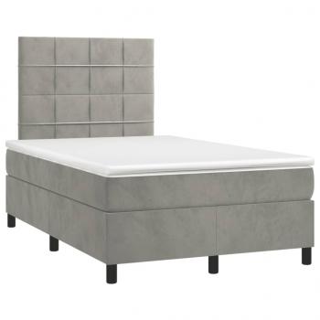 Boxspringbett mit Matratze Hellgrau 120x190 cm Samt