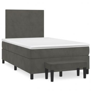 ARDEBO.de - Boxspringbett mit Matratze Dunkelgrau 120x190 cm Samt