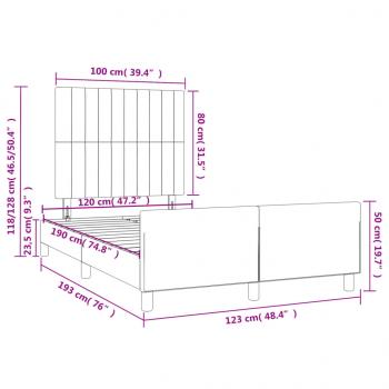 Bettgestell mit Kopfteil Dunkelgrau 120x190 cm Stoff