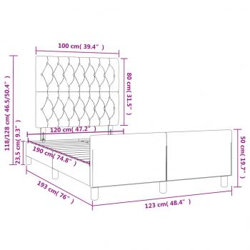 Bettgestell mit Kopfteil Hellgrau 120x190 cm Samt