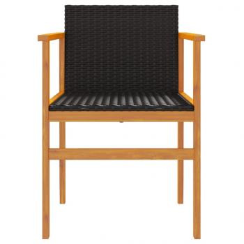 Gartenstühle 2 Stk. Schwarz Poly Rattan und Massivholz