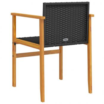 Gartenstühle 2 Stk. Schwarz Poly Rattan und Massivholz