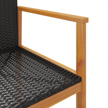 Gartenstühle 2 Stk. Schwarz Poly Rattan und Massivholz