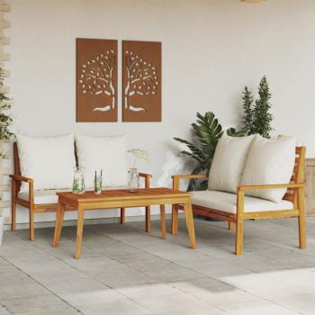 ARDEBO.de - 3-tlg. Garten-Lounge-Set mit Kissen Massivholz Akazie