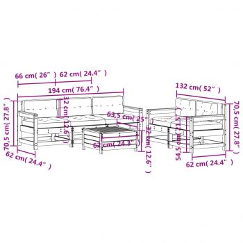 6-tlg. Garten-Lounge-Set mit Kissen Massivholz Kiefer