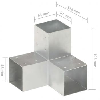 Pfostenverbinder 4 Stk. Y-Form Verzinktes Metall 91 x 91 mm