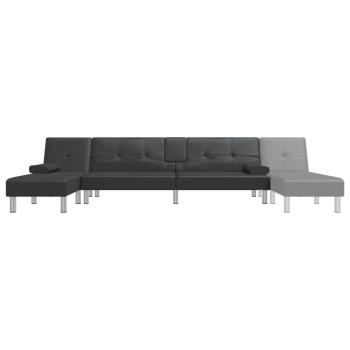 Schlafsofa in L-Form Schwarz 255x140x70 cm Kunstleder