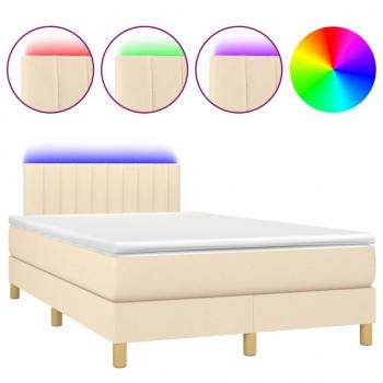 Boxspringbett mit Matratze & LED Creme 120x190 cm Stoff