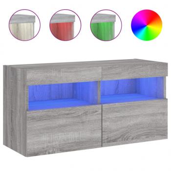 TV-Wandschrank mit LED-Leuchten Grau Sonoma 80x30x40 cm