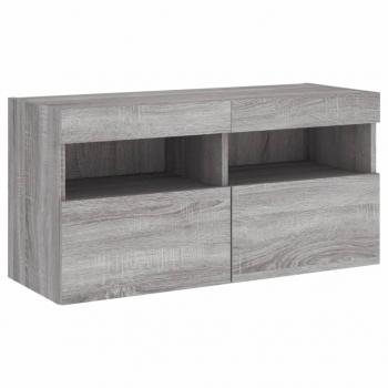 TV-Wandschrank mit LED-Leuchten Grau Sonoma 80x30x40 cm