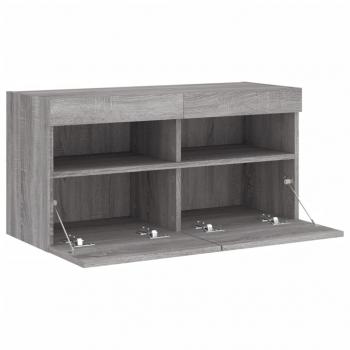 TV-Wandschrank mit LED-Leuchten Grau Sonoma 80x30x40 cm