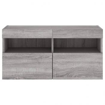 TV-Wandschrank mit LED-Leuchten Grau Sonoma 80x30x40 cm