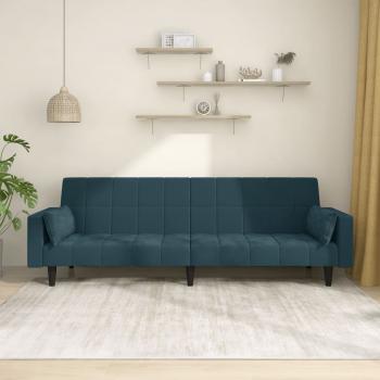 ARDEBO.de - Schlafsofa 2-Sitzer mit 2 Kissen Blau Samt