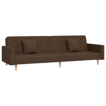 Schlafsofa 2-Sitzer mit 2 Kissen Braun Stoff