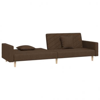 Schlafsofa 2-Sitzer mit 2 Kissen Braun Stoff