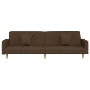 Schlafsofa 2-Sitzer mit 2 Kissen Braun Stoff