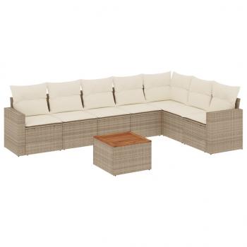 8-tlg. Garten-Sofagarnitur mit Kissen Beige Poly Rattan