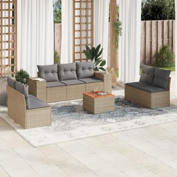 ARDEBO.de - 8-tlg. Garten-Sofagarnitur mit Kissen Beige Poly Rattan