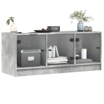 TV-Schrank mit Glastüren Betongrau 102x37x42 cm