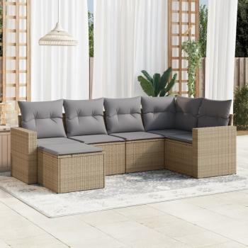 ARDEBO.de - 6-tlg. Garten-Sofagarnitur mit Kissen Beige Poly Rattan