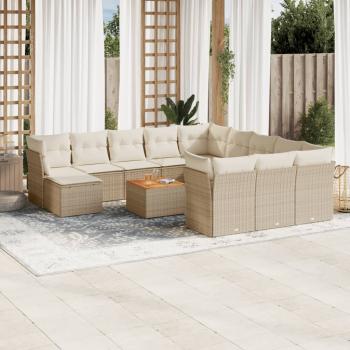 ARDEBO.de - 13-tlg. Garten-Sofagarnitur mit Kissen Beige Poly Rattan