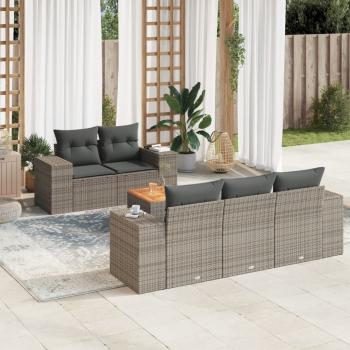 ARDEBO.de - 6-tlg. Garten-Sofagarnitur mit Kissen Grau Poly Rattan