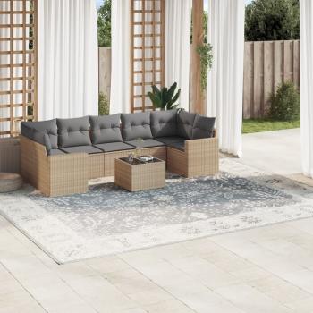 ARDEBO.de - 8-tlg. Garten-Sofagarnitur mit Kissen Beige Poly Rattan