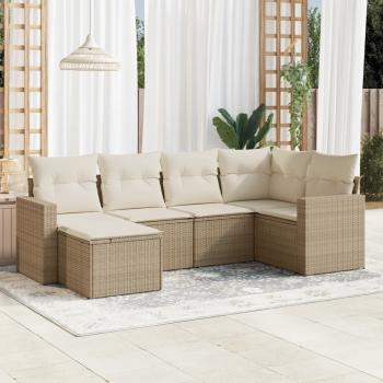 ARDEBO.de - 6-tlg. Garten-Sofagarnitur mit Kissen Beige Poly Rattan