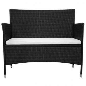 Gartenbank 90 cm Poly Rattan Schwarz