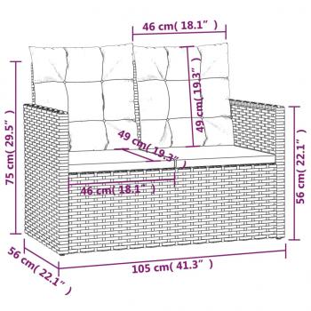 Gartenbank mit Kissen Schwarz 105 cm Poly Rattan