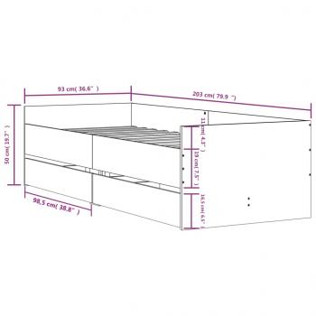 Bettgestell mit Schubladen Schwarz 90x200 cm