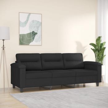 ARDEBO.de - 3-Sitzer-Sofa Schwarz 180 cm Mikrofasergewebe