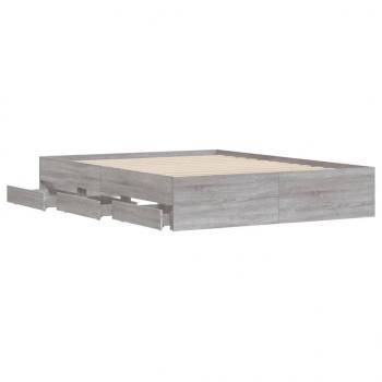 Bettgestell mit Schubladen Grau Sonoma 140x190 cm Holzwerkstoff