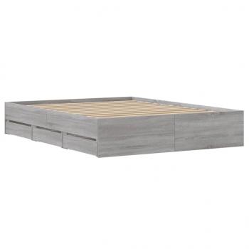 Bettgestell mit Schubladen Grau Sonoma 140x190 cm Holzwerkstoff