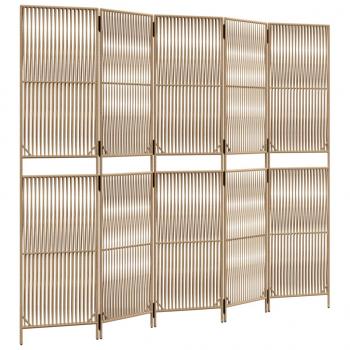 Paravent 5-tlg. Beige Poly Rattan