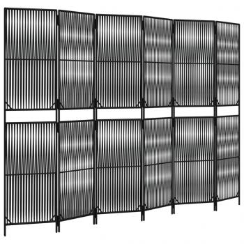 Paravent 6-tlg. Schwarz Poly Rattan