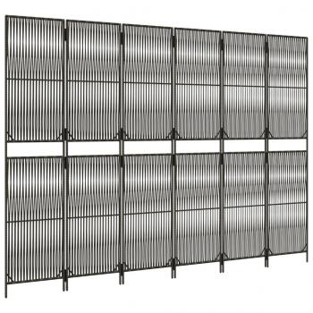 Paravent 6-tlg. Grau Poly Rattan