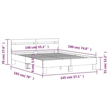 Bettgestell mit Kopfteil Schwarz 140x190 cm Holzwerkstoff