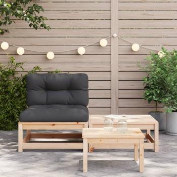 Gartensofa ohne Armlehnen mit Kissen und Hocker