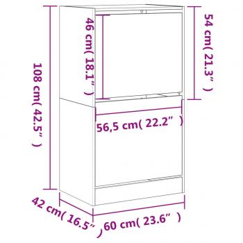 Schuhschrank mit 2 Klappen Weiß 60x42x108 cm