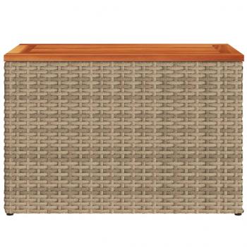 Garten-Beistelltische 2 Stk. Beige 55x34x37 cm Poly Rattan Holz