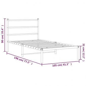 Bettgestell mit Kopfteil Metall Schwarz 100x190 cm