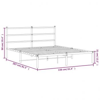 Bettgestell mit Kopfteil Metall Weiß 150x200 cm