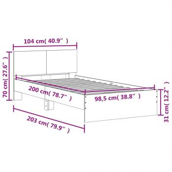 Bettgestell mit Kopfteil Braun Eichen-Optik 100x200 cm