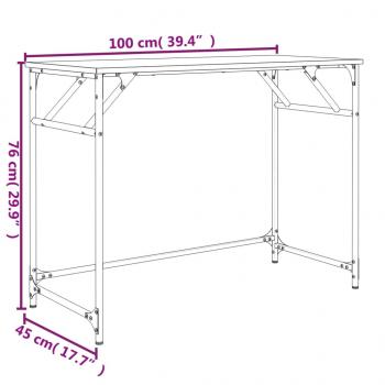 Schreibtisch Räuchereiche 100x45x76 cm Holzwerkstoff und Stahl